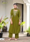 Supriya By Karissa Viscose Coral Silk Kurti With Bottom Dupatta